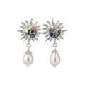 Freshwater Pearl Sun Stud Earrings With Mother Of Pearl Geometric Light Luxury Dress Style view 5