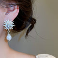 Freshwater Pearl Sun Stud Earrings With Mother Of Pearl Geometric Light Luxury Dress Style view 3