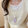 Macaron Color Acrylic Oval Geometric Pendant Sweater Necklace Old Money Style Collarbone Chain view 3