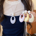 Macaron Color Acrylic Oval Geometric Pendant Sweater Necklace Old Money Style Collarbone Chain view 1
