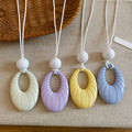 Macaron Color Acrylic Oval Geometric Pendant Sweater Necklace Old Money Style Collarbone Chain view 2
