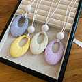 Macaron Color Acrylic Oval Geometric Pendant Sweater Necklace Old Money Style Collarbone Chain view 4