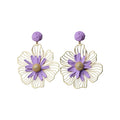 Iron Metal Raffia Flower Stud Earrings With Silver Pins Fresh Vacation Style Niche Design view 5