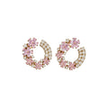 Light Luxury Copper Pink Zircon Flower Tassel Drop Earrings With Silver Posts view 5