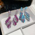 Luxury Copper Zircon Geometric Pleated Stud Earrings For Bridal Banquet Statement Jewelry view 4