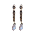 Silver Needle Rhinestone Wheat Tassel Faux Pearl Earrings Necklace Vintage Jewelry Set view 5