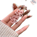Sweet Pink Hollow Flower Alloy Stud Earrings For Women Light Luxury Floral Jewelry view 5
