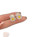 Fresh Sweet Daisy Flower Faux Pearl Silver Needle Stud Earrings, Versatile Chic 2026 Jewelry view 5