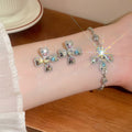 Light Luxury Rhinestone Cross Flower Bracelet Earrings Jewelry Set For Women view 4