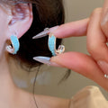 Light Luxury Artificial Crystal Twisted Round Geometric Stud Earrings With Silver Posts view 4