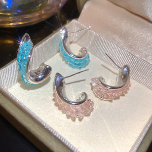 Light Luxury Artificial Crystal Twisted Round Geometric Stud Earrings With Silver Posts