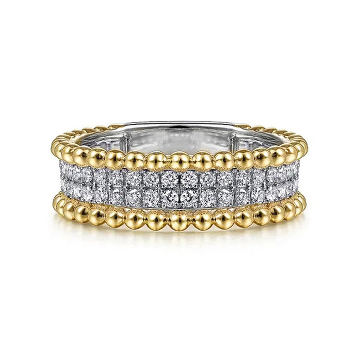 Gold Edge Metal Two Tone Ring For Women, Fashion Elegant Daily Matching Finger Jewelry
