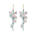 Peach Tea Summer Romantic Faux Crystal Flower Tassel Hook Earrings Beach Vacation Style view 5