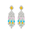 Vintage Court Style Copper Stud Earrings With Luxury Zircon Flower Teardrop Design view 5