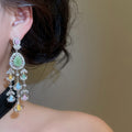 Vintage Court Style Copper Stud Earrings With Luxury Zircon Flower Teardrop Design view 4