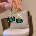 Light Luxury Copper Zircon Flower Square Hoop Earrings For Women Daily Minimalist Jewelry view 3