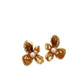 Faux Crystal Flower Pearl Stud Earrings With Silver Posts, Light Luxury Vintage Style view 5