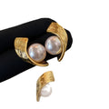 Irregular Textured Faux Pearl Stud Earrings With Silver Posts Minimalist Geometric Daily Style view 5