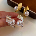Irregular Textured Faux Pearl Stud Earrings With Silver Posts Minimalist Geometric Daily Style view 1