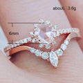 Rose Gold Tone Floral Branch Ring with Pale Blue Stones view 5