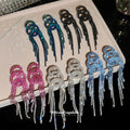 Copper Silver Needle Sparkling Rhinestone Round Tassel Drop Earrings European Fashion view 3