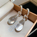 Minimalist Korean C-Shaped Resin Teardrop Stud Earrings With Silver Pins view 3