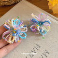 Artificial Crystal Flower Stud Earrings With Silver Posts Sweet Forest Style Elegant Earrings view 3