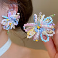 Artificial Crystal Flower Stud Earrings With Silver Posts Sweet Forest Style Elegant Earrings view 2
