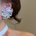 Artificial Crystal Flower Stud Earrings With Silver Posts Sweet Forest Style Elegant Earrings view 4