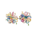 Artificial Crystal Flower Stud Earrings With Silver Posts Sweet Forest Style Elegant Earrings view 5