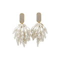 Rhinestone Tassel Faux Pearl Drop Earrings Geometric Vintage Light Luxury Stud Style view 5