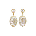French Vintage Oval Faux Pearl Stud Earrings With Silver Needle Posts And Enamel Oil Drip Design view 5