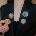 18K Gold Plated Zircon Flower Faux Pearl Brooch Vintage Luxury Fashion Pin For Women view 1