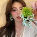 Handwoven Colorful Flower Round Alloy Stud Earrings Fresh Vacation Style Floral Jewelry view 2