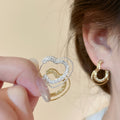 Copper Double Layer Crushed Silver Star Heart Stud Earrings For Women Light Luxury Versatile Style view 2