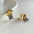 18K Gold Plated Copper Square Geometric Colorblock Stud Earrings With Silver Posts view 3