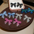 Copper Bowknot Rhinestone Stud Earrings For Women Elegant Light Luxury Designer Jewelry view 3