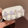 Floral Faux Pearl Stud Earrings Vintage Elegant Light Luxury Silver Needle Designer Jewelry view 1