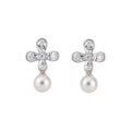 Floral Faux Pearl Stud Earrings Vintage Elegant Light Luxury Silver Needle Designer Jewelry view 5