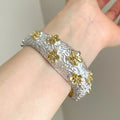 European American Style Painted Metal Wrinkled Flower Bangle Light Luxury Fashion Bracelet view 5