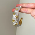 European American Style Painted Metal Wrinkled Flower Bangle Light Luxury Fashion Bracelet view 4