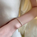 18K Gold Plated Copper Zircon Bamboo Segment Bangle Minimalist Geometric Bracelet For Women view 2