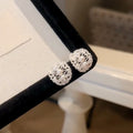Korean Ballet Style Faux Pearl Stud Earrings With Zircon Hollow Oval Geometric Design view 4