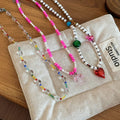 Bohemian Faux Pearl Crystal Beaded Heart Pendant Necklace For Beach Vacation Women view 4