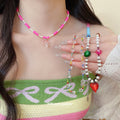 Bohemian Faux Pearl Crystal Beaded Heart Pendant Necklace For Beach Vacation Women view 1