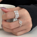 2026 New Copper Multi Layer Threaded Zircon Open Ring For Women Light Luxury Geometric Design view 1
