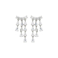 Modern Minimalist Copper Zircon Teardrop Tassel Stud Earrings Necklace Jewelry Set For Women view 5