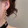 Stainless Steel Silver Pin Star Tassel Drop Earrings Light Luxury Fashion Personality Jewelry view 4