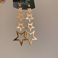 Stainless Steel Silver Pin Star Tassel Drop Earrings Light Luxury Fashion Personality Jewelry view 3