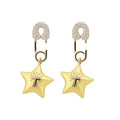 Korean Sweet Cool Copper Star Cross Enamel Stud Earrings For Women view 5